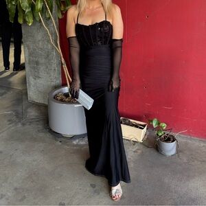 Elegant Black Strappy backless gown / dress